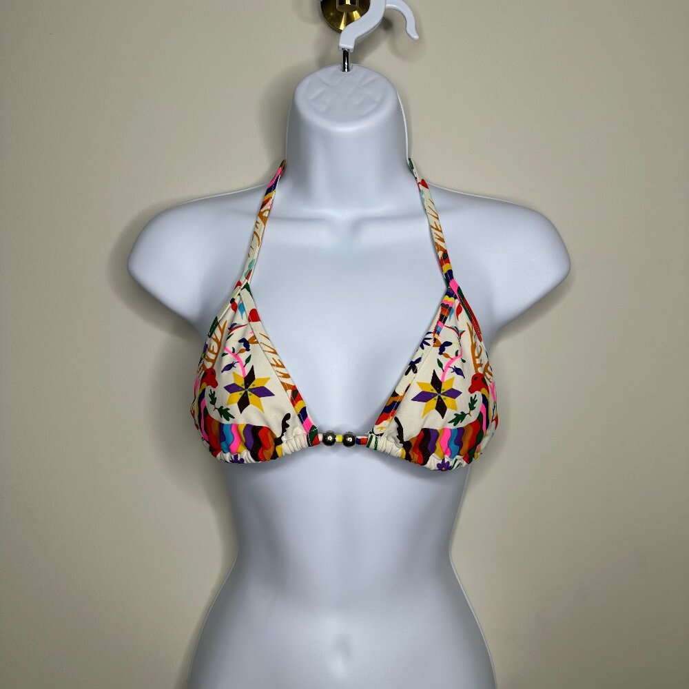 Mara Hoffman Swim Abstract Multicolor Triangle Bikini Top Women's Small